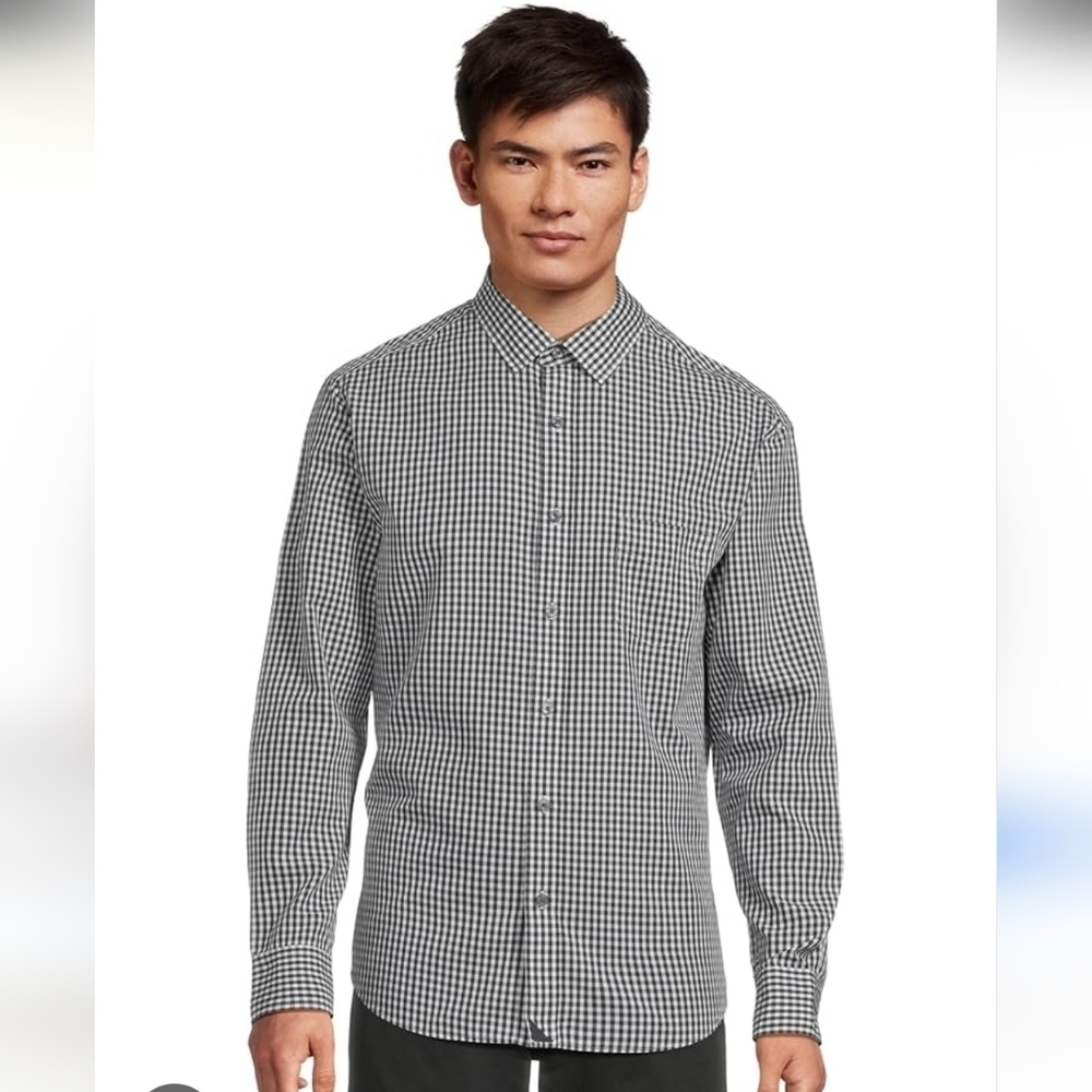 UNTUCKit Men’s Navy White Gingham Button Down Shirt XL 100% Cotton